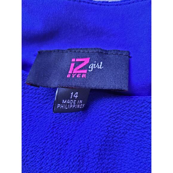 IZ BYER GIRL Cobalt Blue Tiered Ruffle Mini Dress Size 14Y Sleeveless Layered - Picture 6 of 9